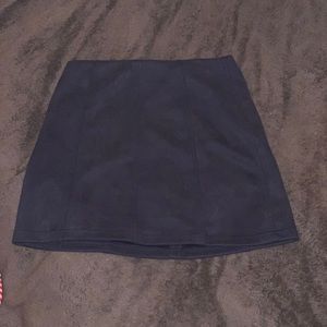 Blue suede skirt
